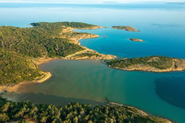 Lopar yarımadasının hava manzarası, Rab Adası, Hırvatistan