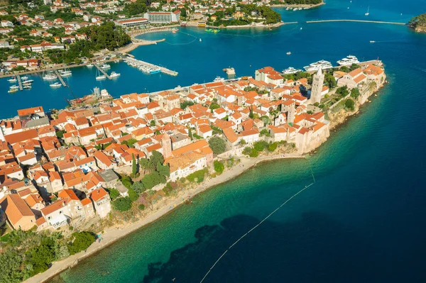 stock image Aerial view of the old town of Rab, the Adriatic Sea in Croatia