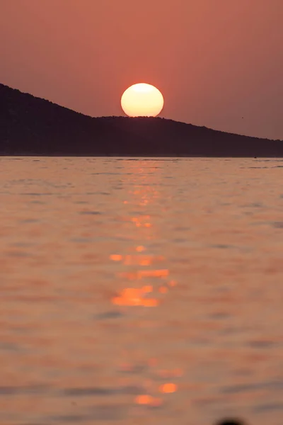 Pôr Sol Mar Adriático Perto Ilha Zlarin Croácia — Fotografia de Stock