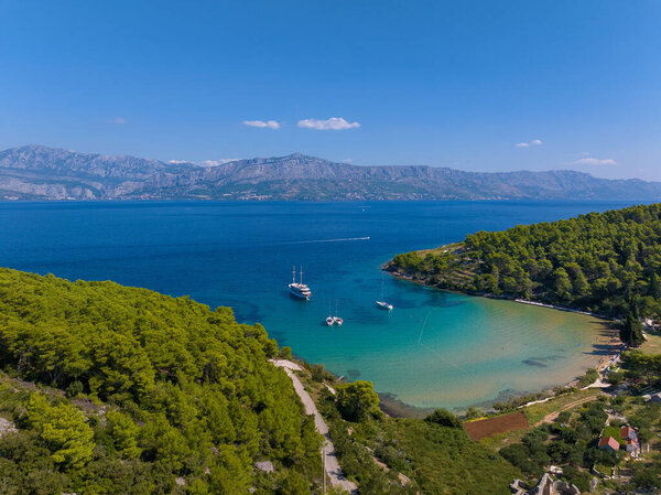 Lovrecina Bay and beach on Brac Island, Croatia