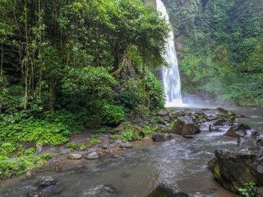 Bali, Endonezya 'daki Nungnung şelalesinin havadan görünüşü