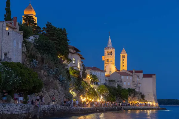 stock image The old town of Rab, at dusk, the Adriatic Sea in Croatia