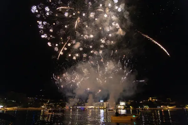 stock image Fireworks over Rab Town, Croatia