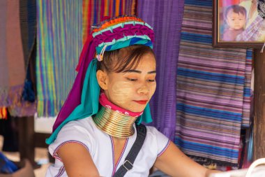 Long-necked women in Kayan village, northern Thailand clipart