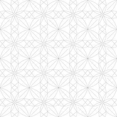 İnce çizgili desen ve beyaz arkaplanda parşömenler. Tek renkli soyut çiçekli doğrusal dokular. Kusursuz süs tasarımı. Örnekler için vektör tasarımı, kumaş, Arapça paketleme.