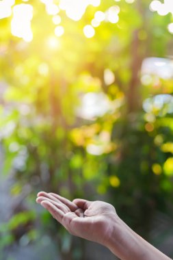 Çevre simgeleriyle el ele tutuşan teknoloji, yeşil arkaplanda Ağ bağlantısı üzerinden.