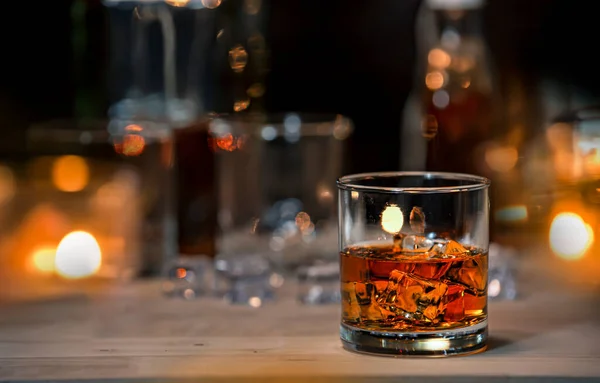 stock image Bartender Serve Whiskey, on wood bar, 