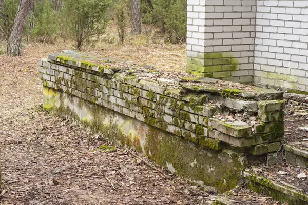 Parede Tijolo Destruída Entrada Para Terraço Edifício Abandonado Ruínas Urbex — Fotografia de Stock