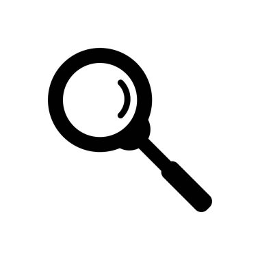 Büyütücü cam ikon vektörü, beyaz arkaplanda katı sembol çizimi...