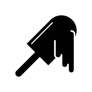 Eriyen dondurma çizgisi simgesi. Buzlu dondurma, beyaz arka planda düz bir illüstrasyonla eridi.