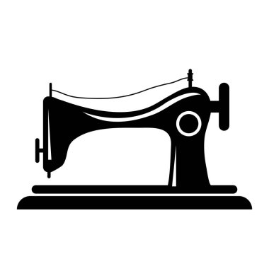 Dikiş makinesi simgesi vektörü, beyaz arkaplan üzerinde katı işaret düz illüstrasyon..