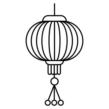 Geleneksel Çin fener hattı ikonu. Çin kağıt feneri ana hatları simgesi, mobil konsept ve web tasarımı için vektör işareti...