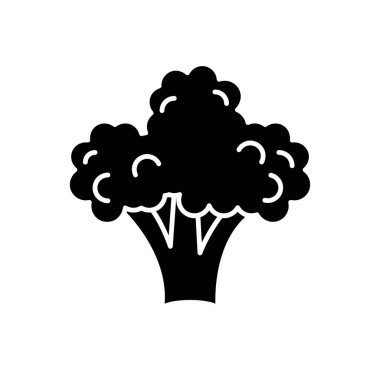 Brokoli simgesi vektörü, düz işaret, beyaz arkaplanda katı vektör çizimi..