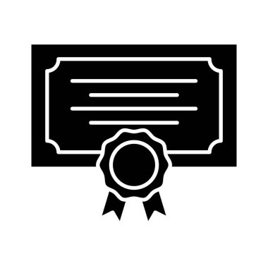 Diploma simgesi vektörü, katı illüstrasyon, nitelik sertifikası düz çizim..