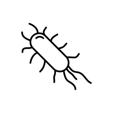 E. Coli Bakteri Enfeksiyon Vektör Simgesi. Escherichia coli beyaz arka planda düz bir illüstrasyon imzaladı.