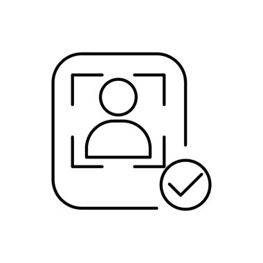 İşaretli yüz tanımlayıcı, beyaz arkaplanda yüz tanımlı vektör çizimi..