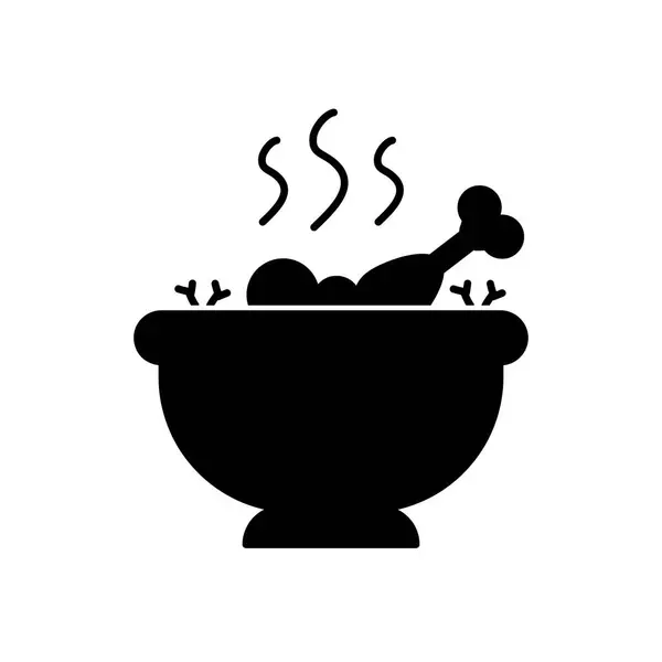 Poulet Jambe Soupe Bol Icône Soupe Bol Plat Remplissage Illustration — Image vectorielle