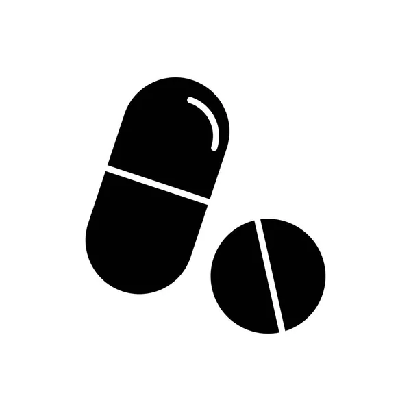 Pigułki Ikona Tabletki Wektor Narkotyki Stały Symbol Płaska Ilustracja Białym — Wektor stockowy