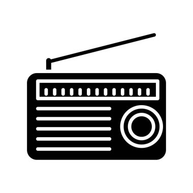 radyo simgesi vektörü, katı illüstrasyon, beyaz arkaplanda düz tasarım..