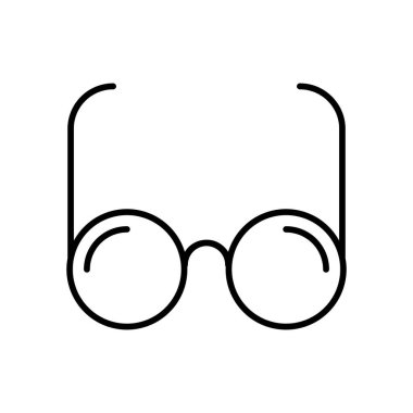 Beyaz arkaplanda gözlük çizgi simgesi, doğrusal biçim düz illüstrasyon