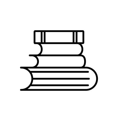 ooks çizgi simgesini istifledi. Kitap ana hatları vektör simgesi yığını. Bilgi, kütüphane imzası beyaz arkaplan üzerine düz illüstrasyon.