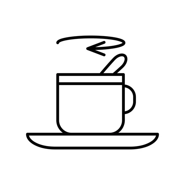 Tea Stirring Spoon Line Icon Cup Tea Spoon Stir Sugar — Stock Vector