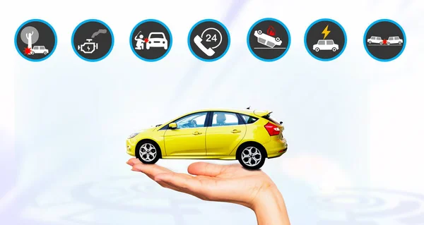 Auto insurance business concept : Hands of businesswoman, auto insurance employee taking care of automobile property and trust offering customer premium care services.
