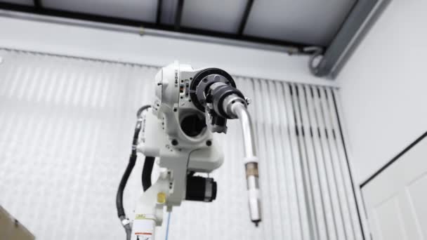 Testing Automatic Electrical Systems Industrial Robot Arm Machines Used Welding — Stock Video