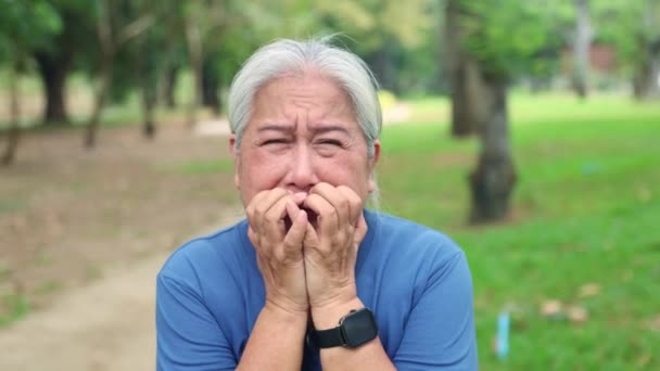 Choque Pánico Horrorizada Llorando Anciana Que Presenció Evento Violento Causó — Vídeos de Stock