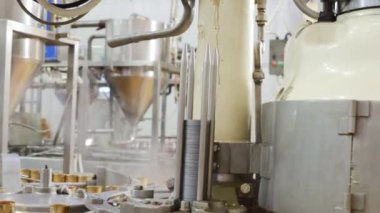 Domates sosu paketlemek için konserve uskumru konservesi ve otomatikman konserve kutusu modern konserve fabrikasındaki kaliteli üretim sürecinde kadın işçiler üretimi kontrol ediyor..