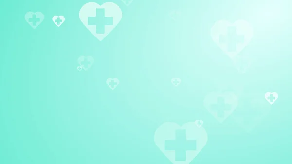 心臓のパターンの背景に医療健康緑の青のクロス ヘルスケア技術と科学の概念 — ストック写真