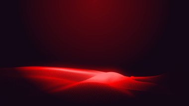 Nokta kırmızı mor dalga çizgisi açık renk gradyan koyu arkaplan. Soyut teknoloji büyük veri dijital arkaplanı. 3d oluşturma.