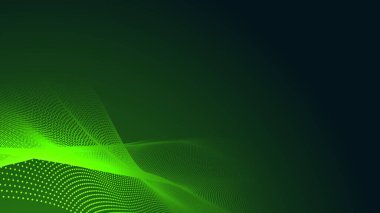 Nokta yeşil dalga ışık ekran gradyan dokusu koyu arkaplan. Soyut teknoloji büyük veri dijital arkaplanı. 3d oluşturma.