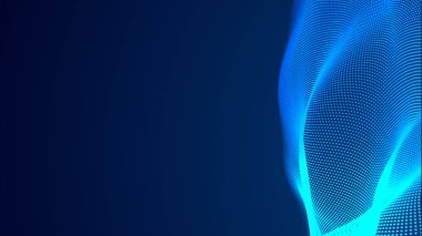 Nokta mavi dalga ışık ekran gradyan doku arkaplanı. Soyut teknoloji büyük veri dijital arkaplanı. 3d oluşturma.