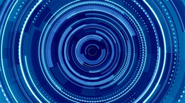 Mavi neon ışık teknolojisi. Yüksek teknoloji karanlık arka plan. Soyut grafik dijital gelecek konsept tasarımı.