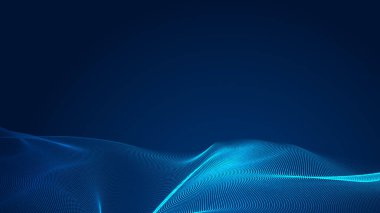 Nokta mavi dalga ışık ekran gradyan doku arkaplanı. Soyut teknoloji büyük veri dijital arkaplanı. 3d oluşturma.