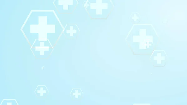 Hexagone Croix Géométrique Blanc Motif Médical Brillant Sur Fond Bleu — Photo