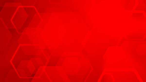Hexagon geometric red color neon light pattern science dark background. Abstract graphic design technology and biology concept.