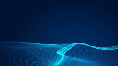Nokta mavi dalga ışık ekran gradyan doku arkaplanı. Soyut teknoloji büyük veri dijital arkaplanı. 3d oluşturma.
