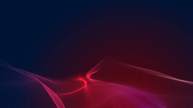 Nokta kırmızı mor dalga çizgisi açık renk gradyan koyu arkaplan. Soyut teknoloji büyük veri dijital arkaplanı. 3d oluşturma.