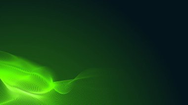 Nokta yeşil dalga ışık ekran gradyan dokusu koyu arkaplan. Soyut teknoloji büyük veri dijital arkaplanı. 3d oluşturma.