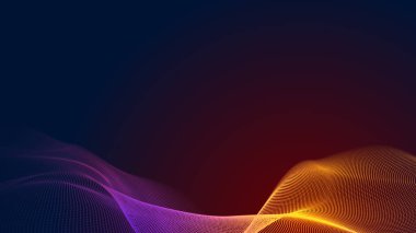 Nokta kırmızı mor dalga çizgisi açık renk gradyan koyu arkaplan. Soyut teknoloji büyük veri dijital arkaplanı. 3d oluşturma.