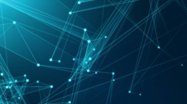 Teknoloji geçmişine sahip soyut mavi çokgen teknoloji ağı. Soyut noktalar ve satır dokusu arka planı. 3d oluşturma.