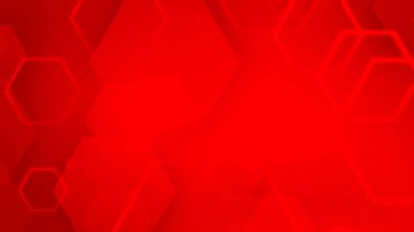 Altıgen geometrik kırmızı renk neon ışık desenli bilim esmer zemin. Soyut grafik tasarım teknolojisi ve biyoloji kavramı.