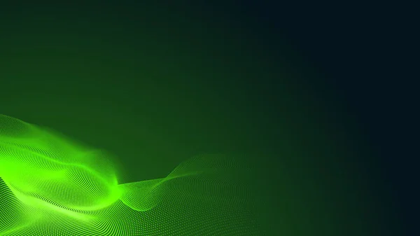 Dot green wave light screen gradient texture dark background. Abstract  technology big data digital background. 3d rendering.