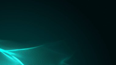 Nokta yeşil dalga ışık ekran gradyan doku arka planı. Soyut teknoloji büyük veri dijital arkaplanı. 3d oluşturma.