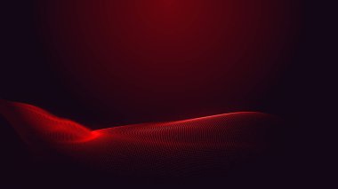 Nokta kırmızı mor dalga çizgisi açık renk gradyan koyu arkaplan. Soyut teknoloji büyük veri dijital arkaplanı. 3d oluşturma.