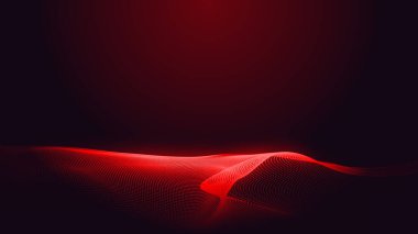 Nokta kırmızı mor dalga çizgisi açık renk gradyan koyu arkaplan. Soyut teknoloji büyük veri dijital arkaplanı. 3d oluşturma.