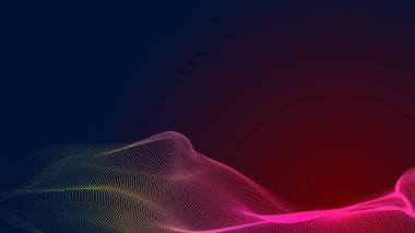 Nokta kırmızı mor dalga çizgisi açık renk gradyan koyu arkaplan. Soyut teknoloji büyük veri dijital arkaplanı. 3d oluşturma.