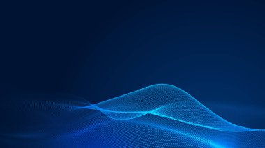 Nokta mavi dalga ışık ekran gradyan doku arkaplanı. Soyut teknoloji büyük veri dijital arkaplanı. 3d oluşturma.